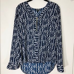 Express Popover Zipper Blouse Knot Design